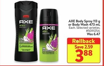 Walmart AXE Body Spray or Body Wash offer