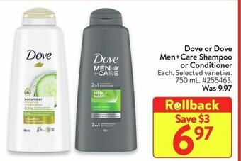 Walmart Dove or Dove Men+Care Shampoo or Conditioner offer
