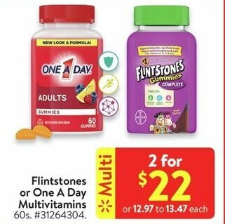 Walmart Flintstones or One A Day Multivitamins offer