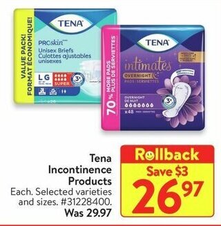 Walmart Tena Incontinence Products offer