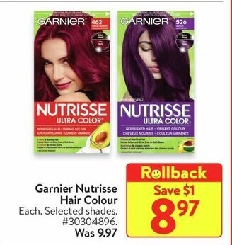 Walmart Garnier Nutrisse Hair Colour offer