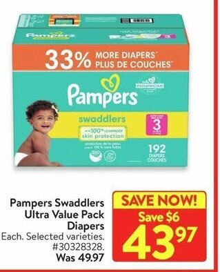 Walmart Pampers Swaddlers Ultra Value Pack Diapers offer