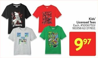 Walmart Kids' Licensed Tees offer