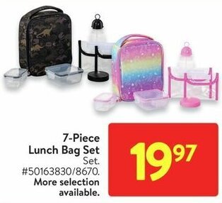 Walmart 7-Piece Lunch Bag Set offer