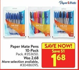 Walmart Paper Mate Pens offer