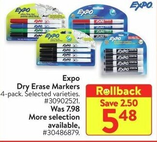 Walmart Expo Dry Erase Markers offer