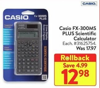 Walmart Casio FX-300MS PLUS Scientific Calculator offer