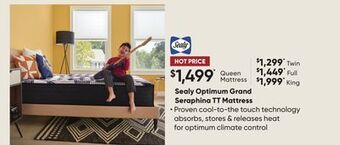 Sleep Country Sealy optimum grand seraphina tt mattress offer