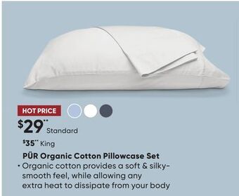 Sleep Country Pür organic cotton pillowcase set offer