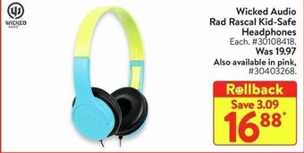 Walmart Wicked Audio Rad Rascal Kid-Safe Headphones offer
