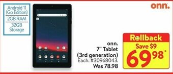 Walmart onn. 7" Tablet offer