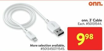 Walmart onn. 3' Cable offer