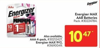 Walmart Energizer MAX AA8 Batteries offer