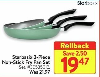 Walmart Starbasix 3-Piece Non-Stick Fry Pan Set offer