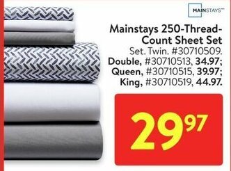 Walmart Mainstays 250-Thread-Count Sheet Set offer