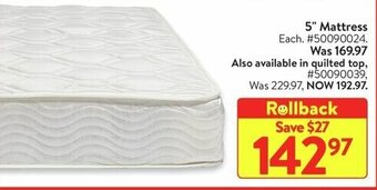 Walmart 5" Mattress offer