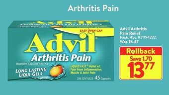 Walmart Advil Arthritis Pain Relief offer