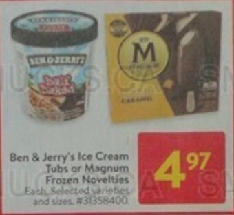 Walmart Ben & Jerry's Ice Cream Tubs or Magnum Frozen Novelties offer