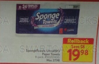 Walmart SpongeTowels UltraPRO Paper Towels offer