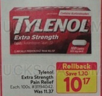 Walmart Tylenol Extra Strength Pain Relief offer
