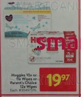 Walmart Huggies 10x or 11x Wipes or Parent's Choice 12x Wipes offer