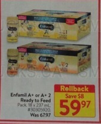 Walmart Enfamil A+ or A+ 2 Ready to Feed offer