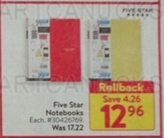 Walmart Five Star Notebooks offer