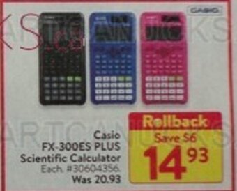 Walmart Casio FX-300ES PLUS Scientific Calculator offer