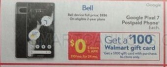 Walmart Google Pixel 7 Postpaid Phone offer