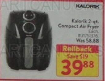 Walmart Kalorik 2-qt. Compact Air Fryer offer