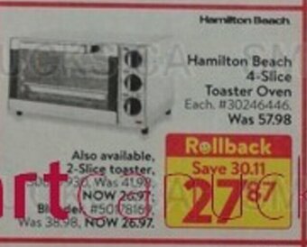 Walmart Hamilton Beach 4-Slice Toaster Oven offer