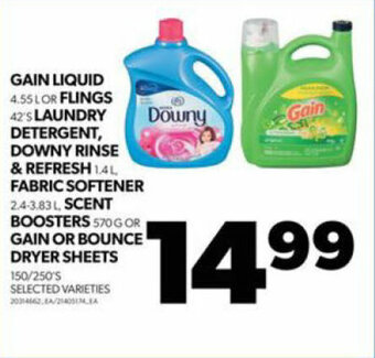 Real Canadian Superstore GAIN LIQUID OR FLINGS LAUNDRY Downy DETERGENT, DOWNY RINSE & REFRESH FABRIC SOFTENER SCENT BOOSTERS OR GAIN offer