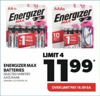 Real Canadian Superstore ENERGIZER MAX BATTERIES AA12 / AAA8 offer