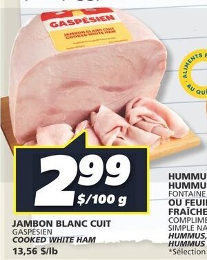 IGA GASPÉSIEN COOKED WHITE HAM 100 g offer