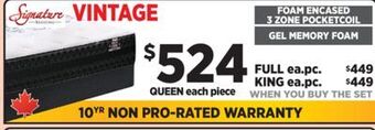 Surplus Furniture Vintage queen mattress set offer