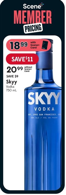 Sobeys Skyy Vodka 750 ml offer