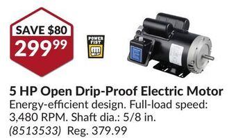 Princess Auto 5 hp open drip-proof electric motor offer