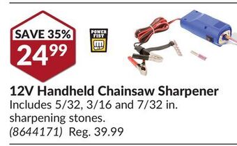 Princess Auto 12v handheld chainsaw sharpener offer