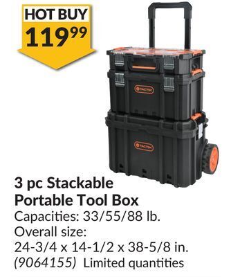 Princess Auto 3 pc stackable portable tool box offer