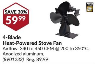 Princess Auto 4-blade heat-powered stove fan offer