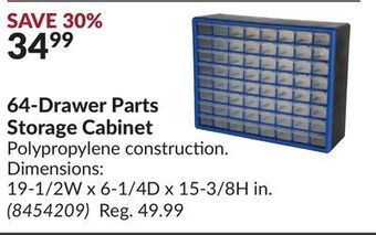 Princess Auto 64-drawer parts storage cabinet offer