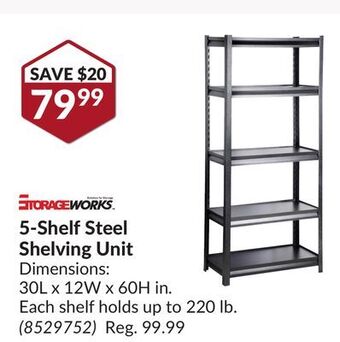 Princess Auto 5-shelf steel shelving unit offer