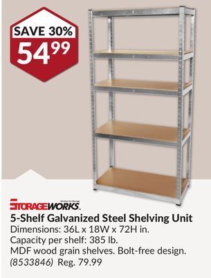Princess Auto 5-shelf galvanized steel shelving unit offer