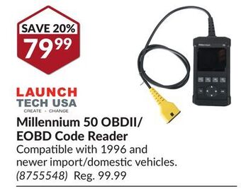 Princess Auto Millennium 50 obdii/ eobd code reader offer