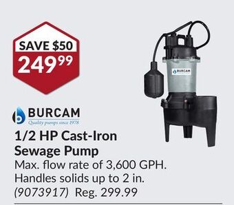 Princess Auto 1/2 hp cast-iron sewage pump offer