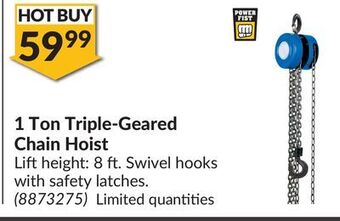 Princess Auto 1 ton triple-geared chain hoist offer