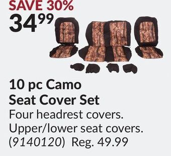 Princess Auto 10 pc camo seat cover set offer