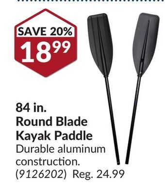 Princess Auto 84 in. round blade kayak paddle offer