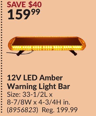 Princess Auto 12v led amber warning light bar offer