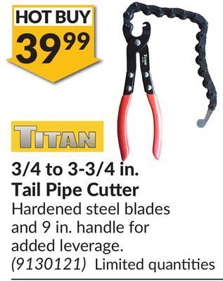 Princess Auto 3/4 to 3-3/4 in. tail pipe cutter offer